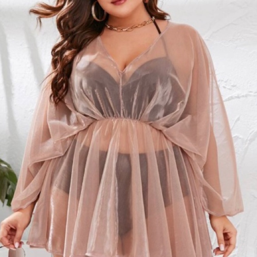 Mesh shiny blouse